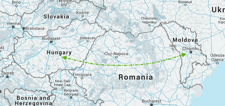 Маршрут доставки из Венгрии в Молдову
